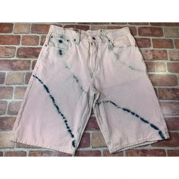 Levi’s Men’s Pink Tie Dye 569 Loose Straight Stretch Sits Below Waist Shorts 33 - Picture 1 of 10